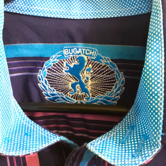 Bugatchi 100% cotton striped long sleeve shirt - Picture 5 of 9